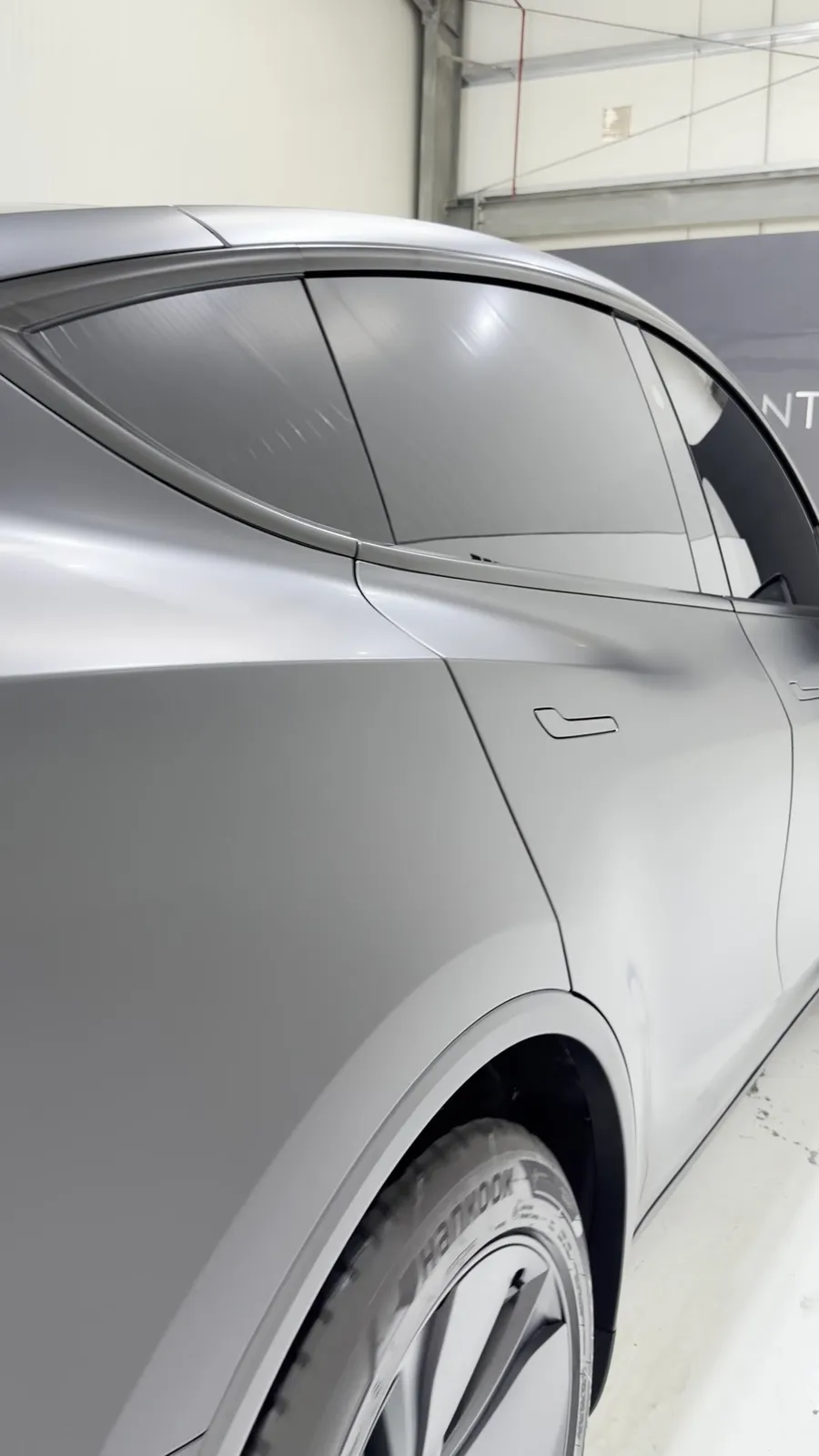Tesla with satin-matte STEK PPF, side view